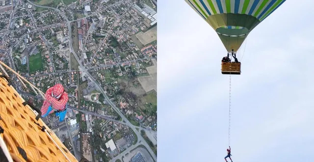 photo  rémi ouvrard veut battre un record du monde en se suspendant sous une montgolfière à plus de 3 000 mètres d’altitude. il s’est exercé à 1 200 m le 1er mars.  &copy;  facebook remi ouvrard 