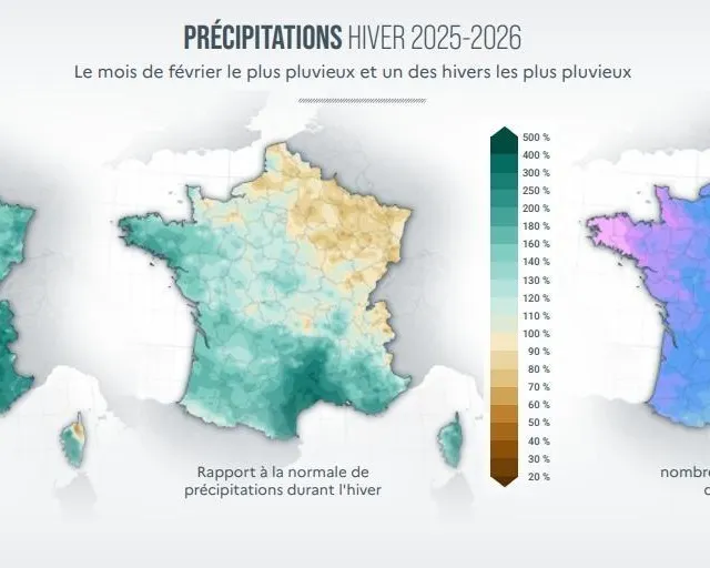 photo les précipitations ont été copieuses durant l’hiver 2025-2026 en france.  ©  meteo france
