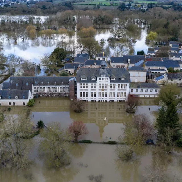 Béhuard, le 23 février 2026. Le village de Béhuard, habitué à être submergé par la Loire, s’est retrouvé entièrement sous l’eau. Josselin Clair photo béhuard, le 23 février 2026. le village de béhuard, habitué à être submergé par la loire, s’est retrouvé entièrement sous l’eau. © josselin clair