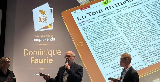 photo  dominique faurie, journaliste à ouest-france, a reçu le prix du meilleur compte-rendu 2025.  &copy;  ujsf 