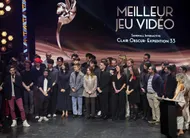 photo  des membres du studio sandfall interactive reçoivent sur scène le trophée de « meilleur jeu vidéo de l’année » pour « clair obscur : expedition 33 » lors de la 7e édition des pégases, le 5 mars 2026 à paris. 