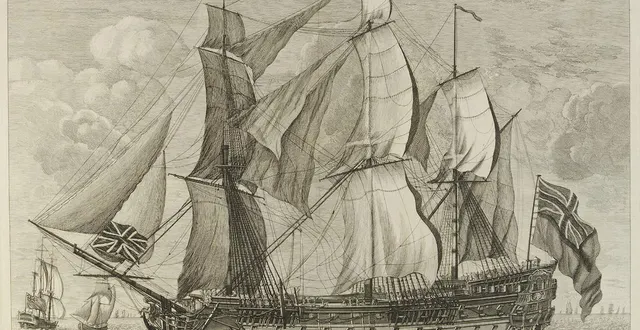 photo  cette gravure britannique représente le navire de 74 canons s’appelant 