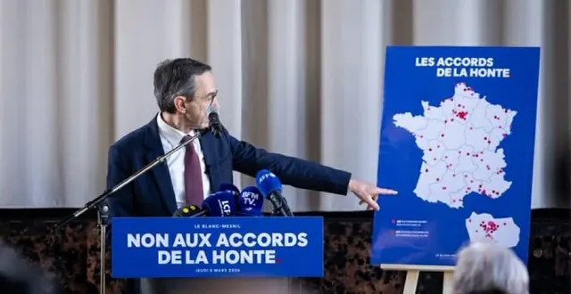 photo  la conférence de presse du patron des républicains s’est tenue ce jeudi 5 mars 2026.  &copy;  x / retailleau 