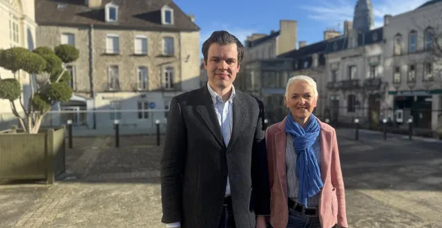 photo  oscar piloquet, candidat aux élections municipales 2026 à alençon (orne) et sa colistière nadia monsaillier, mènent la liste rn.  &copy;  ouest-france 