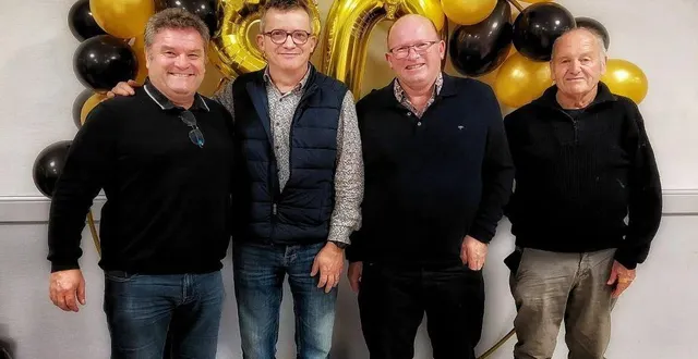 photo  les présidents de l’amicale laïque depuis 1988. de gauche à droite : philippe oger, dominique collineau, pascal macé et andré fribault, le plus ancien.  &copy;  co 