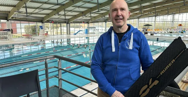 photo  guillaume vignet, ici à la piscine de saint-lô où il s’entraîne deux fois par semaine, va défendre son titre de champion d’apnée de normandie, à la maison, ce dimanche 8 mars.  &copy;  ouest-france 