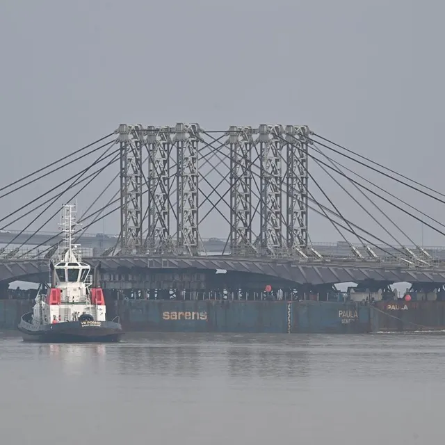 photo le tablier du pont anne-de-bretagne à saint-nazaire.  ©  franck dubray/ouest-france