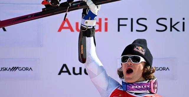 photo  lucas pinheiro braathen a décroché sa deuxième victoire en coupe du monde de ski alpin cette saison.  &copy;  afp / jure makovec 