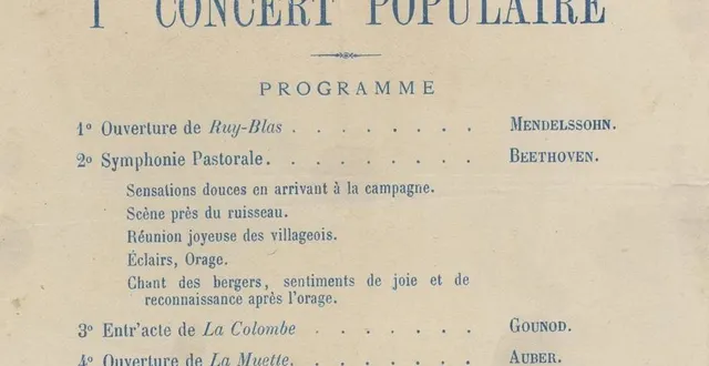 photo  programme du premier concert populaire, 21 octobre 1877.  &copy;  archives patrimoniales angers, 1 j 3731 