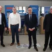 photo  les quatre candidats aux élections municipales 2026 à sablé-sur-sarthe, réunis avant le débat du premier tour : benoît nicolardot, fabrice brivain, nicolas leudière et franck desgranges. 