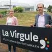 photo  audrey froger, chargée de mission, et pierre-marie gourhand, responsable de la mission économique, ici devant le site de la virgule au début des travaux, en mai 2025. 