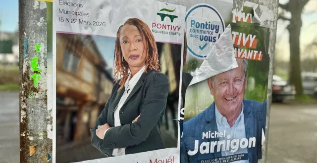 photo  à pontivy (morbihan), les candidats aux élections municipales disposent de l’affichage libre pour coller leurs affiches.  &copy;  ouest-france 