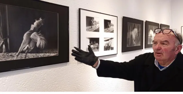 photo  pierre boullé, plasticien domfrontais, évoquant l’univers de son ami guy divetain, qui expose à l’espace micro-folie, jusqu’à fin avril.  &copy;  ouest-france 