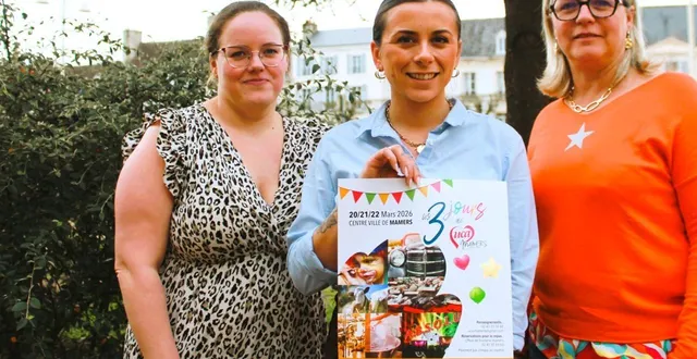 photo  au centre, maïlys cavet, entourée d’anne lafosse et emma garreau, membres du bureau de l’uca.  &copy;  le maine libre 
