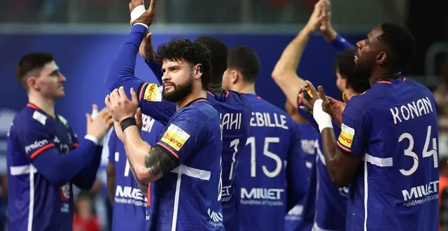 photo  nedim remili, ici après la victoire de la france contre l’autriche en tour préliminaire du championnat du monde de handball, le 18 janvier 2025 à porec, en croatie.  &copy;  afp - anne-christine poujoulat 