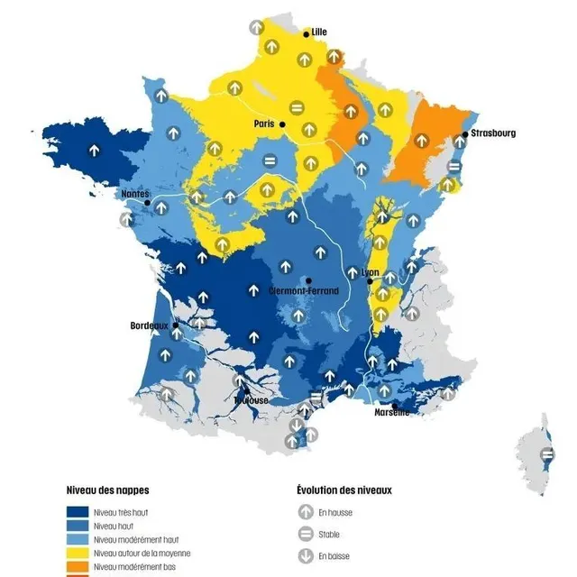 photo l’état des nappes phréatiques en france au 1er mars 2026 selon le brgm.  ©  brgm