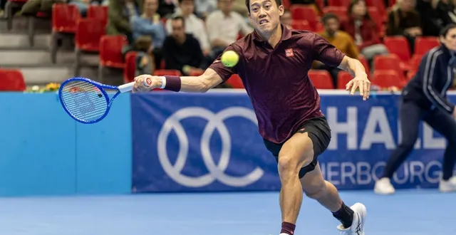 photo  le japonais kei nishikori, ex-4e mondial, a été battu dès son entrée en lice (7-6, 6-4), au 1er tour du challenger de cherbourg (atp 75), par le français clément tabur (26 ans, 190e), en 1 h 34, lundi 9 mars 2026.  &copy;  christian jézéquel 