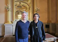 photo  grand théâtre, 27 février. l’adjoint à la culture et au patrimoine nicolas dufetel et le directeur artistique d’angers pianopolis alexandre kantorow. 