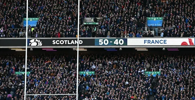 photo  le tableau d'affichage indique le score final de 50-40 après le match international de rugby à xv du tournoi des six nations entre l'écosse et la france au stade murrayfield d'édimbourg, en écosse, le 7 mars 2026. photo d'illustration.  &copy;  paul ellis / afp 