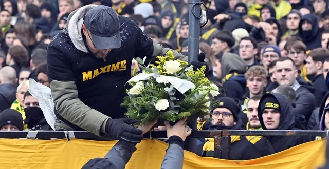 photo  un hommage rendu à maxime leroy par la brigade loire, quelques semaines après le meurtre, lors d’un match contre le stade brestois.  &copy;  jérôme fouquet/ouest-france. 