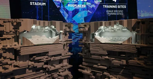 photo  illustration montrant le stade de néom, construit dans un immeuble à plus de 300 m de haut.  &copy;  fayez nureldine /afp 