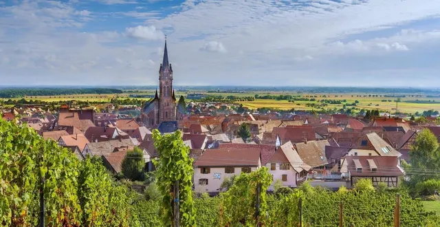 photo  encerclée par les vignobles, dambach-la-ville fait partie des 14 communes sélectionnées par l’émission « le village préféré des français ».  &copy;  getty images - borisb17 