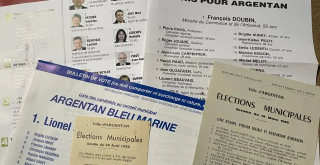 photo  des bulletins de vote de différents scrutins municipaux à argentan, entre 1945 et 2014.  &copy;  collection françois boscher 