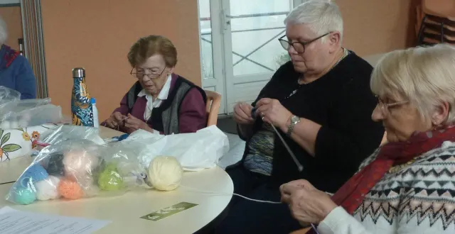 photo  les bénévoles du café tricot sont sensibilisées par l’opération « petits bonnets ».  &copy;  co 