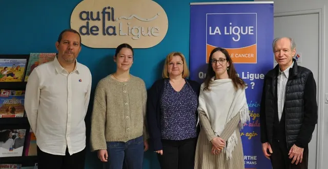 photo  l’équipe de coordination de mars bleu, de droite à gauche, jackie collet, anne brisard, élodie coulon, justine bertron et jocelin corvaisier.  &copy;  maine libre 