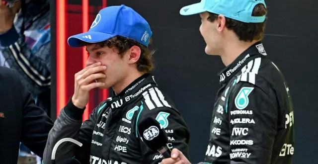 photo  kimi antonelli, george russell et mercedes ont débuté idéalement les championnats du monde.  &copy;  jade gao/afp 