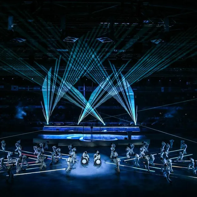 Le Stadio Olimpico del Ghiaccio de Cortina d’Ampezzo qui a accueilli la cérémonie de clôture des Jeux paralympiques 2026. JEFF PACHOUD / AFP photo le stadio olimpico del ghiaccio de cortina d’ampezzo qui a accueilli la cérémonie de clôture des jeux paralympiques 2026. © jeff pachoud / afp