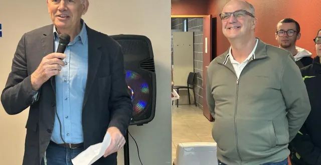 photo  didier gaudin (à droite), ici au côté de dominique morin, président de l’apajh 72-53.  &copy;  le maine libre 