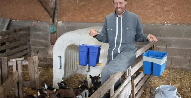 photo  emmanuel hardy nourrit ses chevreaux au lait de chèvre, trois fois par jour, sur son exploitation de prée-d’anjou. l’éleveur en garde une partie pour les engraisser à la ferme et valoriser localement la viande de cabri.  &copy;  ouest-france 
