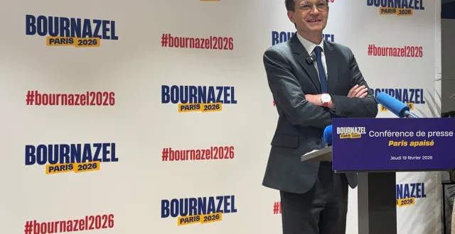 photo  le candidat horizons, soutenu par renaissance, pierre-yves bournazel, lors de la présentation de son programme « paris apaisé ».  &copy;  philippe mirkovic / ouest-france 