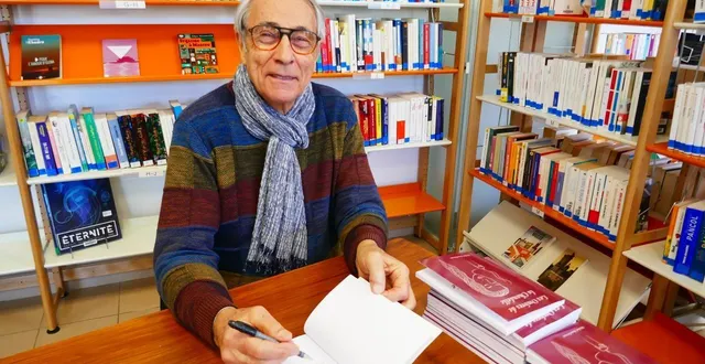 photo  michel banchereau a dédicacé son livre « les ombres de la chandelle » à thorigné-d’anjou (maine-et-loire), le 14 mars 2026.  &copy;  ouest-france 