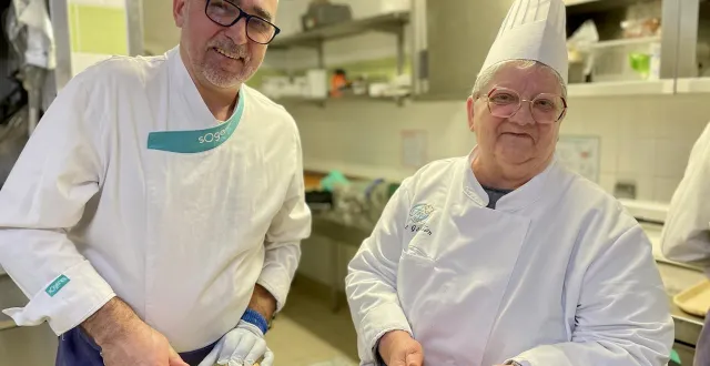 photo  annie goullon, résidente des falaises blanches à bayeux (calvados), participe au concours national toque chefs avec david dugué, qui officie dans les cuisines de cette résidence pour seniors portée par domitys.  &copy;  ouest-france 