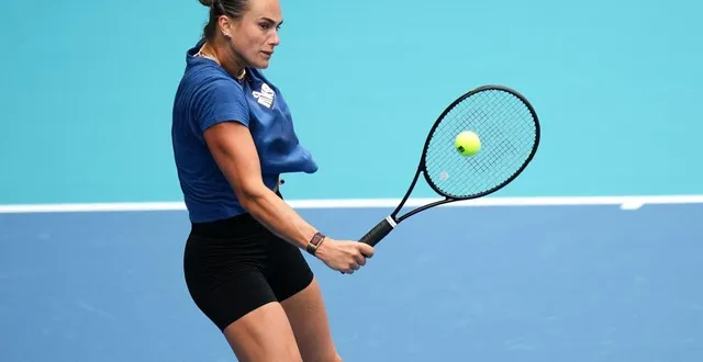 photo  aryna sabalenka à l’entraînement avant le wta 1000 de miami, mardi 17 mars.  &copy;  rich storry /  afp 
