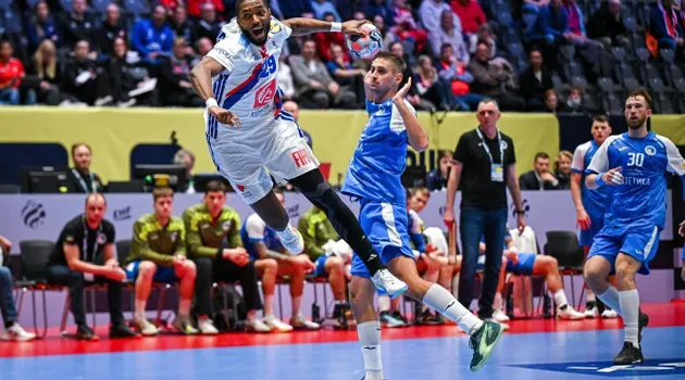 photo sport  l’ailier droit de l’équipe de france, benoît kounkoud. 