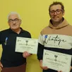 photo  gérard lebert, le trésorier et thomas papin, le président ont reçu la croix de chevalier du mérite du sang. 