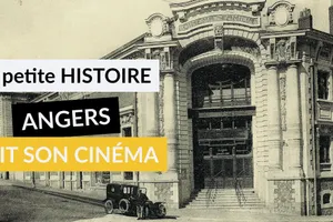 extérieur du cinéma familia, 1922. carte postale,