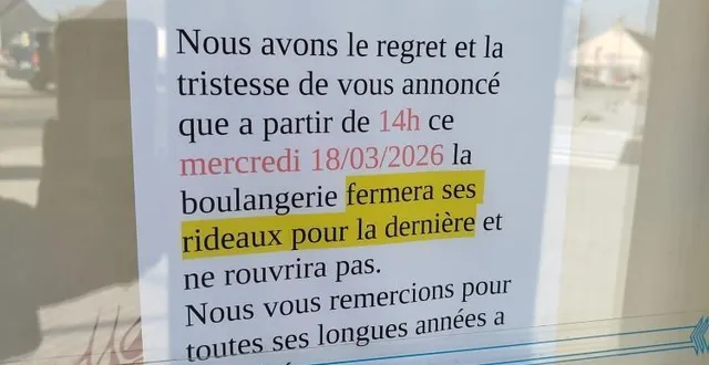 photo  une affiche sur la devanture de la boulangerie la guérande annonce sa fermeture définitive.  &copy;  le maine libre 