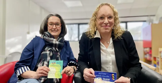 photo  cholet, lundi 16 mars 2026. la coprésidente de l’association lgbti + quazar, alice moreau (droite), et sandrine moreau, sa trésorière.  &copy;  co – lucas rojouan 