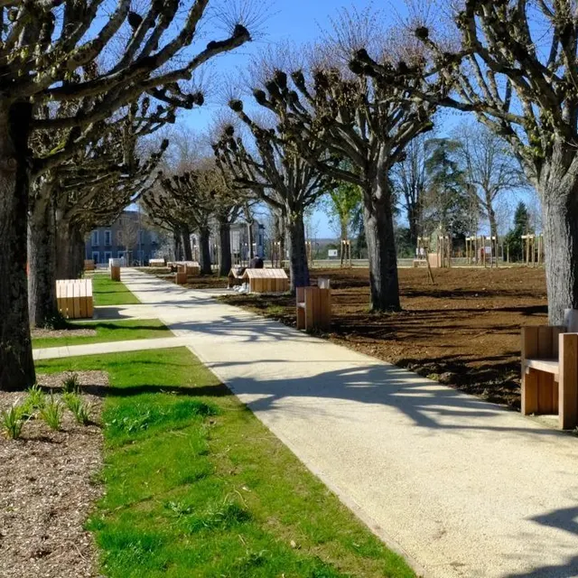 photo l’allée d’arbres de la place flandres-dunkerque s’est transformée en un chemin pour les piétons pour pouvoir déambuler et se poser sur le nouveau mobilier urbain.  ©  co antoine richard