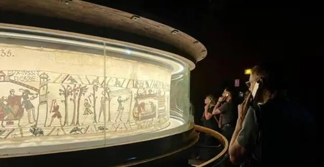 photo  pour rejoindre l’angleterre en juillet 2026, la tapisserie de bayeux devrait voyager en train sous la manche, indiquent des médias britanniques.  &copy;  archives ouest-france 