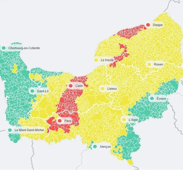 Pour ce dimanche 22 mars, Atmo prévoit que la « mauvaise » qualité de l’air se situe dans les zones en rouge. La qualité de l’air est jugée « dégradée » dans les zones apparaissant en jaune et « moyenne » dans les zones en vert. Capture d’écran Atmo photo pour ce dimanche 22 mars, atmo prévoit que la « mauvaise » qualité de l’air se situe dans les zones en rouge. la qualité de l’air est jugée « dégradée » dans les zones apparaissant en jaune et « moyenne » dans les zones en vert. © capture d’écran atmo