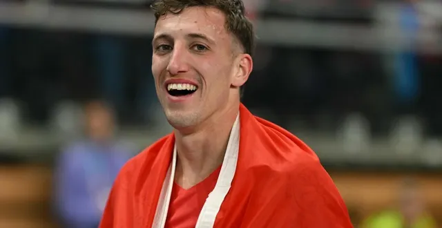 photo  le suisse simon ehammer a battu le record du monde de l’heptathlon.  &copy;  andrej isakovic / afp 