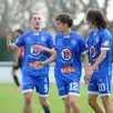 photo  chauray, stade municipal, hier après-midi. enzo dugleux, ilian coirault et noé bisson célèbrent un large succès qui les rapproche un peu plus du championnat de régional 1. 