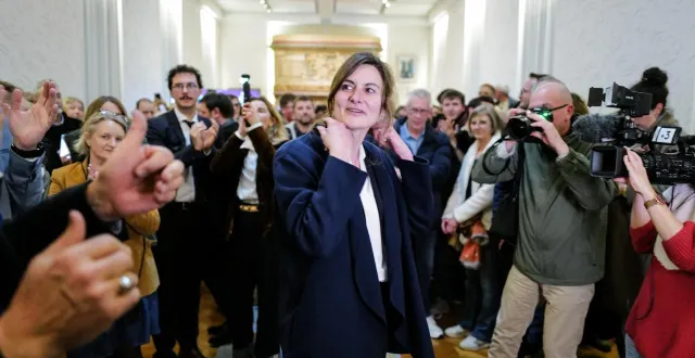 photo  camille margueritte (divers droite) a remporté la mairie de cherbourg. un séisme politique dans ce bastion de la gauche depuis les années 1970.  &copy;  charles bury, ouest-france 