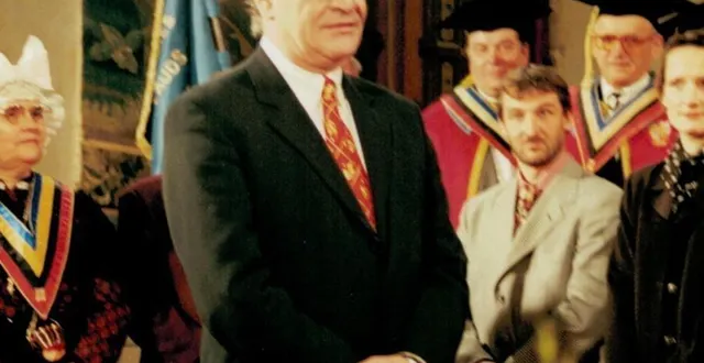 photo  jean-pierre bretaudière en février 1998 lors de son intronisation à la confrérie des rillauds d’anjou et des vins de brissac.  &copy;  document fourni 