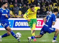 photo  dehmaine tabibou a marqué son premier but en ligue contre strasbourg, dimanche soir, à la beaujoire. 